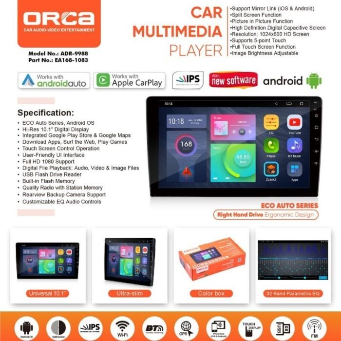 Headunit Android Orca 9" Inch Orca Eco Series ADR-9988 Ram 2/16