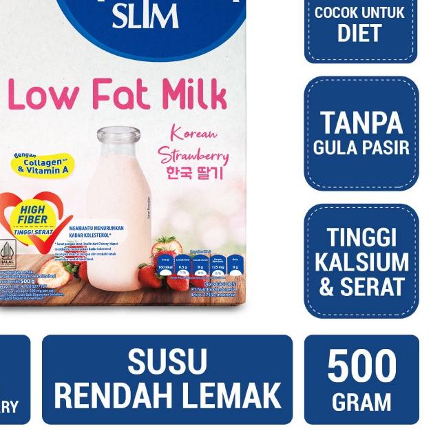 

☉ Tropicana Slim Low Fat Milk Korean Strawberry 500 gram – Susu dengan Kolagen ✩
