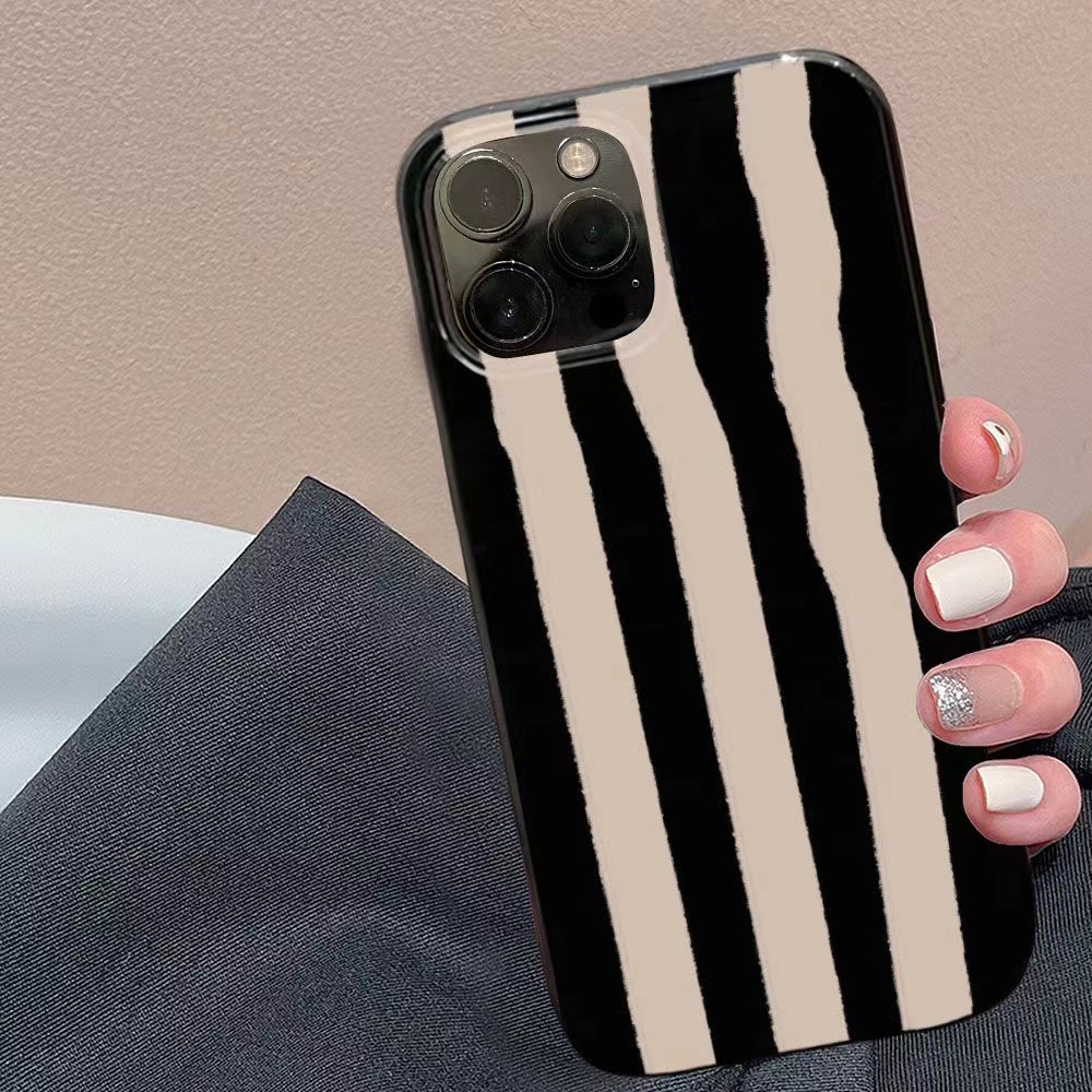 IPHONE Ins Motif Garis Cocok Untuk Iphone14 14pro 14plus 13 13mini 13pro 13prm iPhone12 7Plus 8Plus Xr XS 13 12mini Pro Max Empat Sudut Casing Ponsel Tahan Guncangan