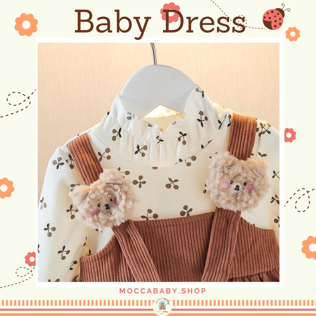 MBSS - DRESS BEAR COURDORAY SHN EBV Baju Dress Anak Perempuan Import Dress Bayi Cewek 0-5 Tahun Gaun Bayi