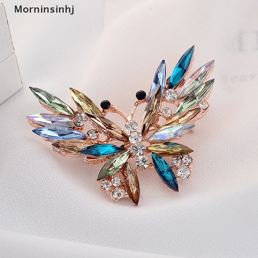 Mornin Fashion Kristal Warna-Warni Bros Pin Hewan Kupu-Kupu Enamel Wanita Hadiah Perhiasan id