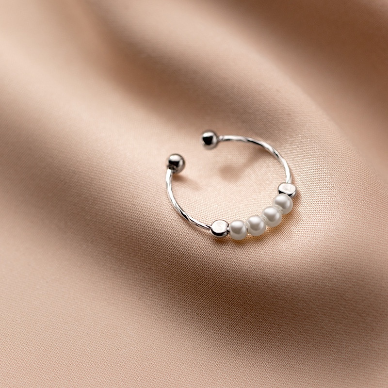 Roselife Korea Retro Mutiara Manik-Manik Cincin Untuk Wanita Gadis Elegan Susun Knuckle Rings All Size Match Open Fashion Jari Perhiasan Hadiah