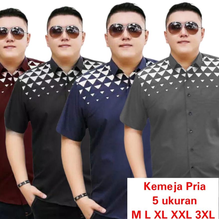 ➫ KEMEJA BIGSIZE JUMBO XXL SAMPAI 3XL/HEM PRIA LENGAN PENDEK VARGAS ❁
