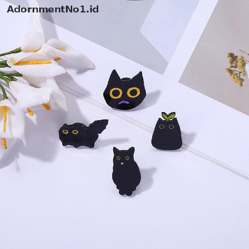 [AdornmentNo1] Gaya Punk Kecil Seri Gelap Anakan Kucing Hitam Logam Enamel Bros Kartun Hewan Kecil Yang Lucu Lencana Pin Ransel Aksesoris [ID]