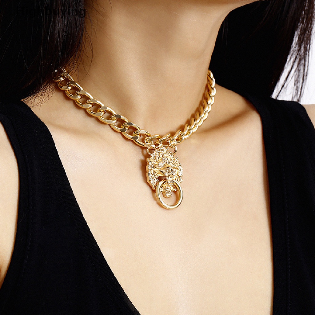 Hbid Logam Hip Hop Lion Locket Pendant Kalung Punk Rantai Wanita Gadis Baru Glory
