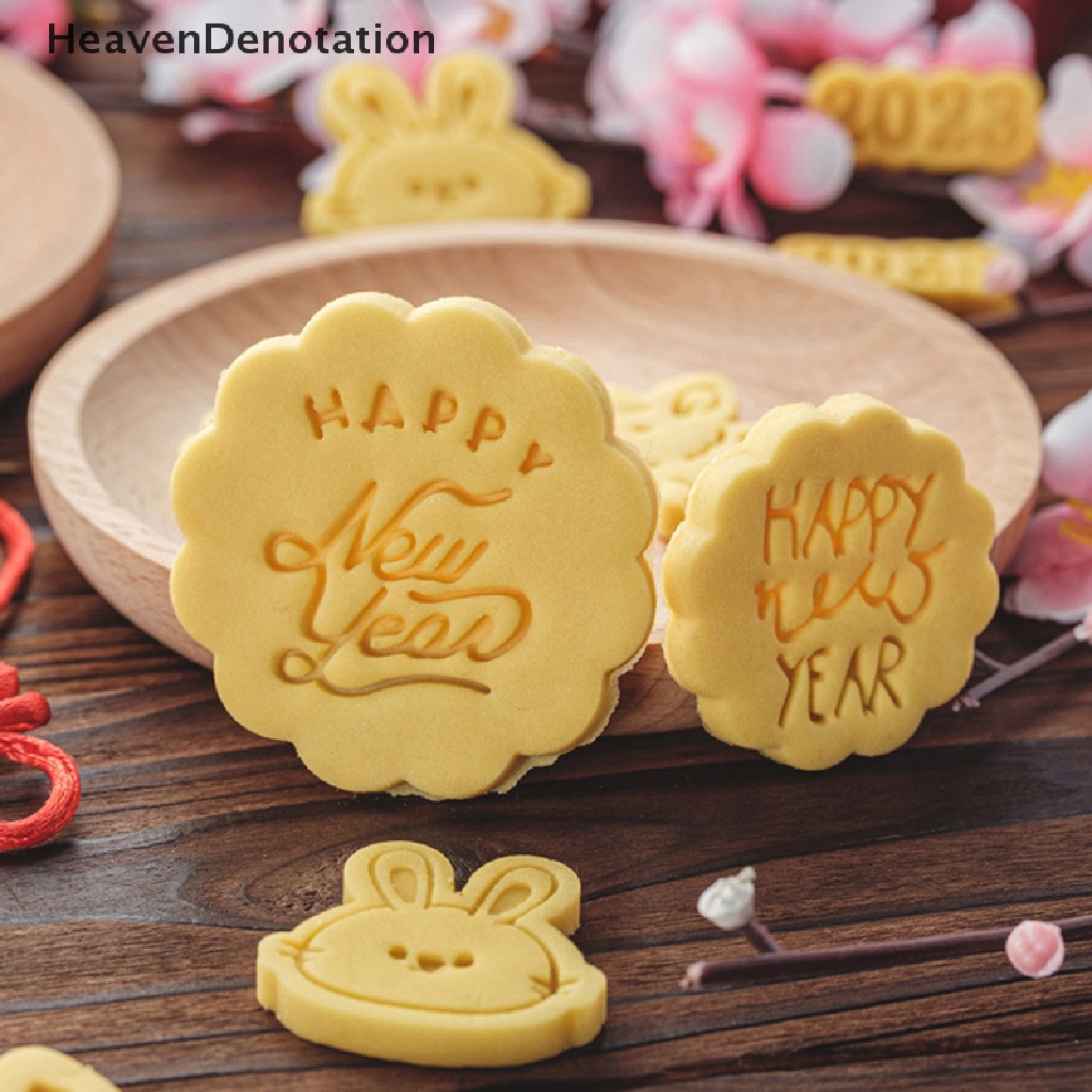 [HeavenDenotation] Cetakan Biskuit Kelinci Happy New Year 2023motif Kartun Hewan Mini Cookie Fondant Cutti HDV