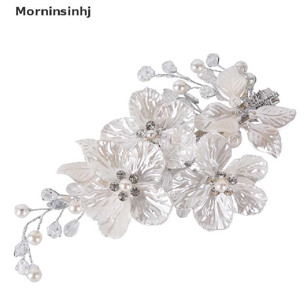 Mornin Bridal Kristal Mutiara Bunga Hair Clip Perhiasan Rambut Pernikahan Aksesori Rambut id