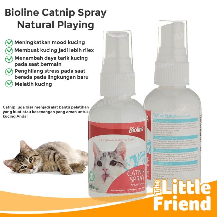 Catnip Spray Bioline Pelatih Kucing 50ml Menambah Daya Tarik Bermain