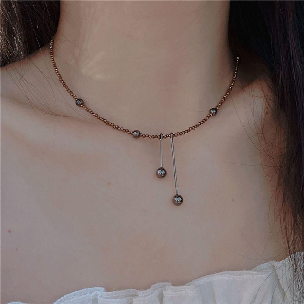 Mxbeauty Y2K Wanita Kalung Fashion Manis Halus Rantai Klavikula Buatan Kristal Niche Desain Gadis Hadiah Tembaga Sweater Rantai