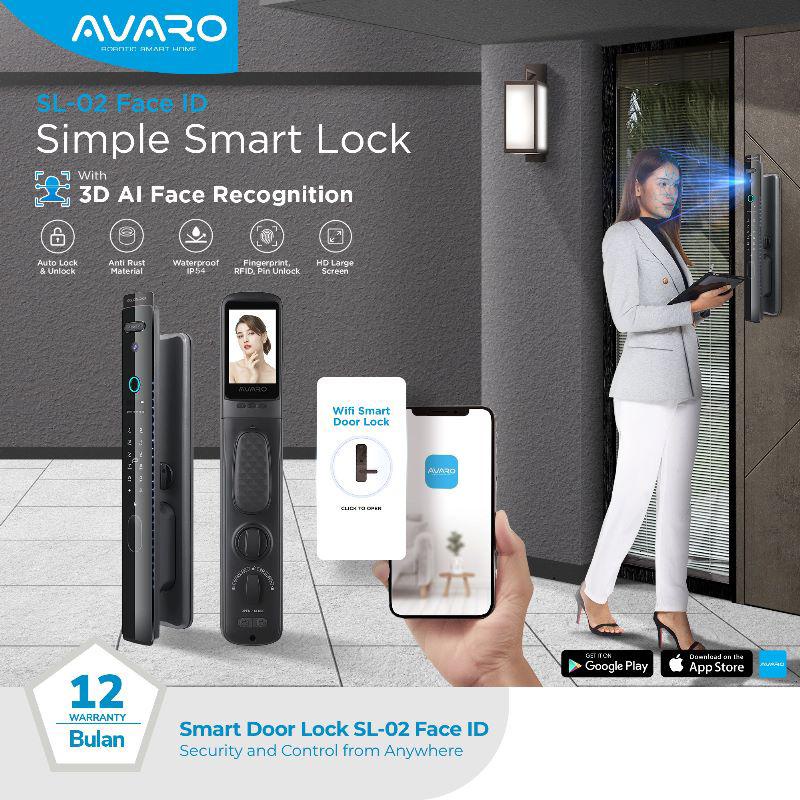 AVARO SL02 Smart Door Lock Handle RFID Fingerprint Camera Face SL 02 SL-02