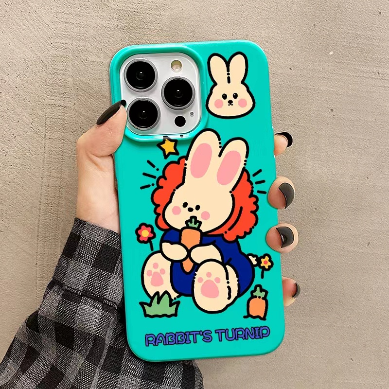 IPHONE Ins Pola Kelinci Cocok Untuk Iphone14 14pro 14plus 13 13mini 13pro 13prm iPhone12 7Plus 8Plus Xr XS 13 12mini Pro Max Empat Sudut Casing Ponsel Tahan Guncangan