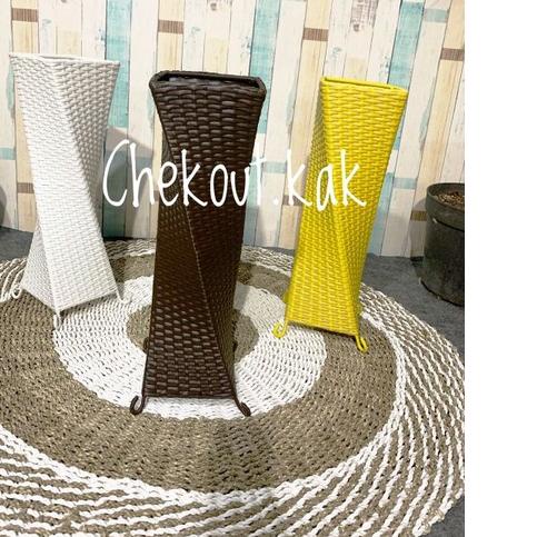 ℗ Pot rotan ulir tinggi 60cm/pot rotan sintetis/tempat payung aesthetic/pot bunga kering rayung ❄