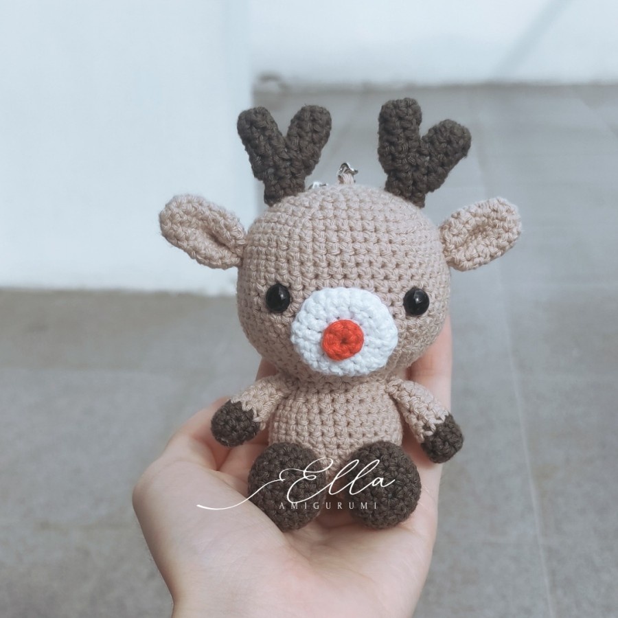 Custom Rajut Boneka Amigurumi Handmade Deer Rusa Christmas Santa Hadiah Souvenir Suvenir Unik