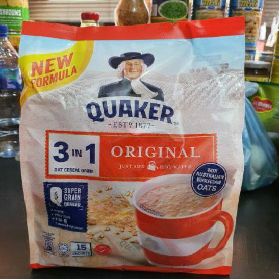 

✨NEW✨ -SEREAL CEREAL QUAKER OAT INSTANT 3IN1 ORIGINAL WITH AUSTRALIAN WHOLE GRAIN OATS MALAYSIA 15 SACHETS- 1.1.23