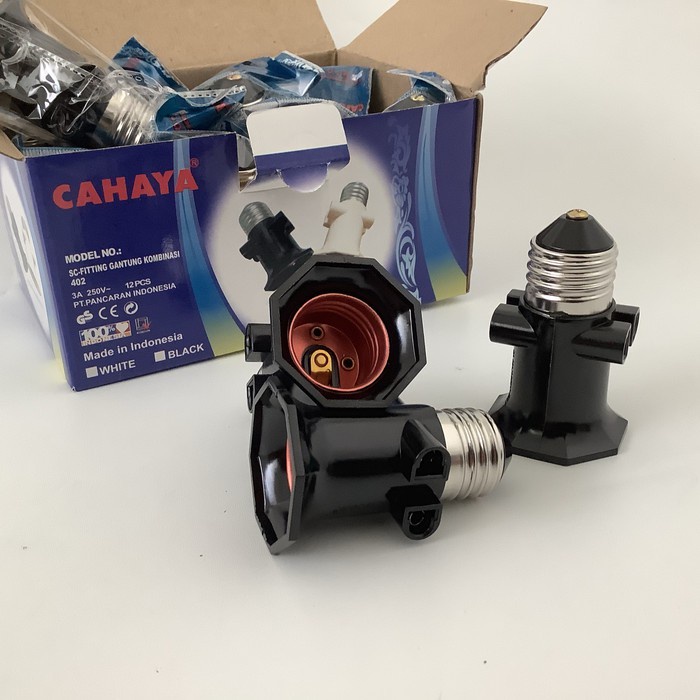 fitting kombinasi /fitting gantung lampu/ 2 colokan cabang SNI