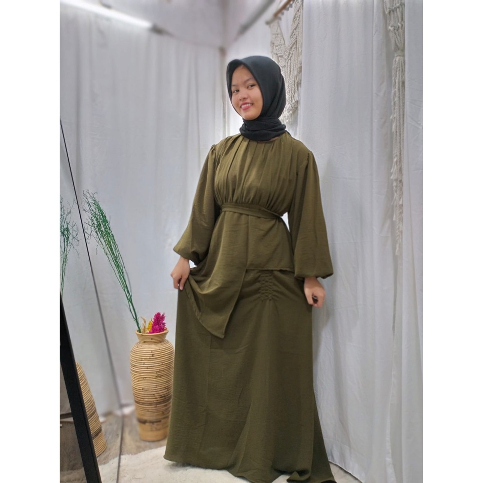 Shilla Dress Mewah Gamis Wanita Terbaru 2023 Kekinian Bahan Crinkle Airflo Premium polos jumbo size M L XL