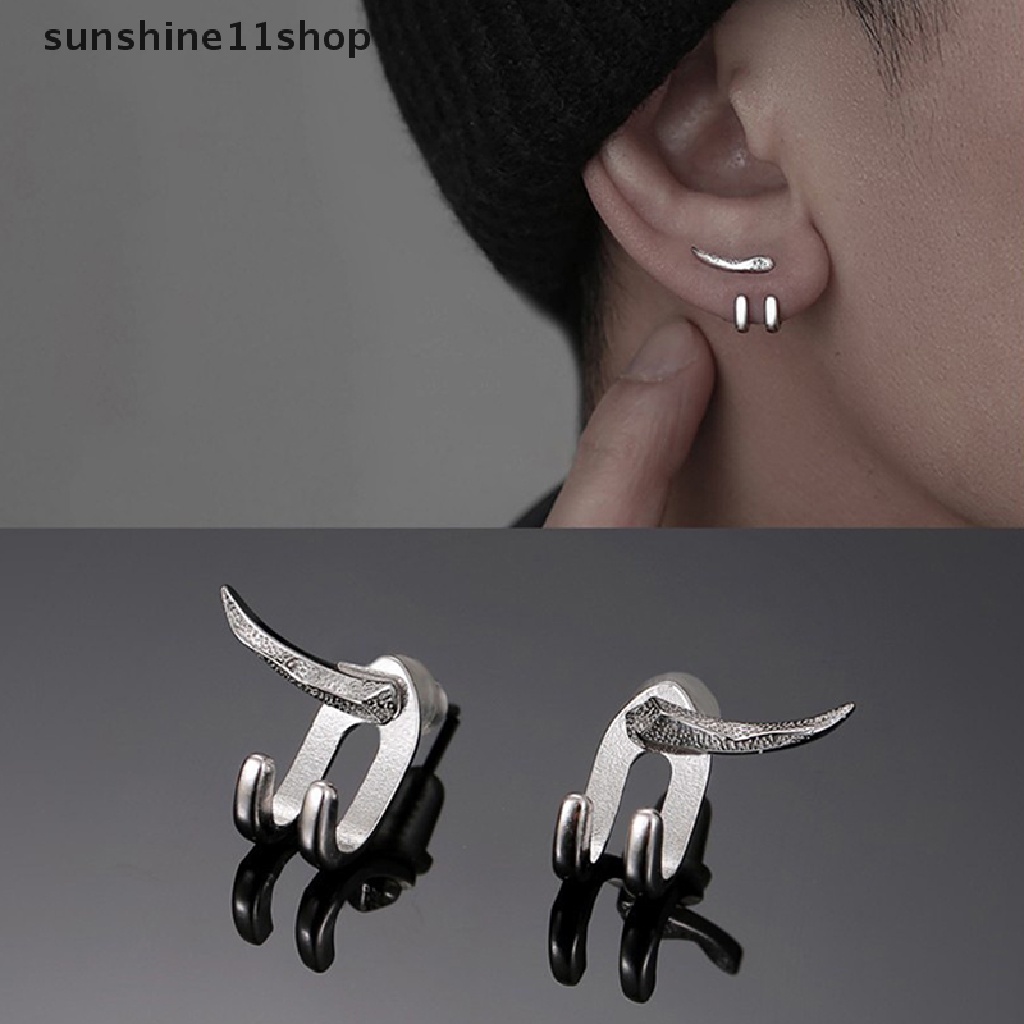 Sho Anting Punk Baru Untuk Pria Dilepas Tujuan Ganda Stud Earrings Cabang Telinga Ch Perhiasan Fashion N
