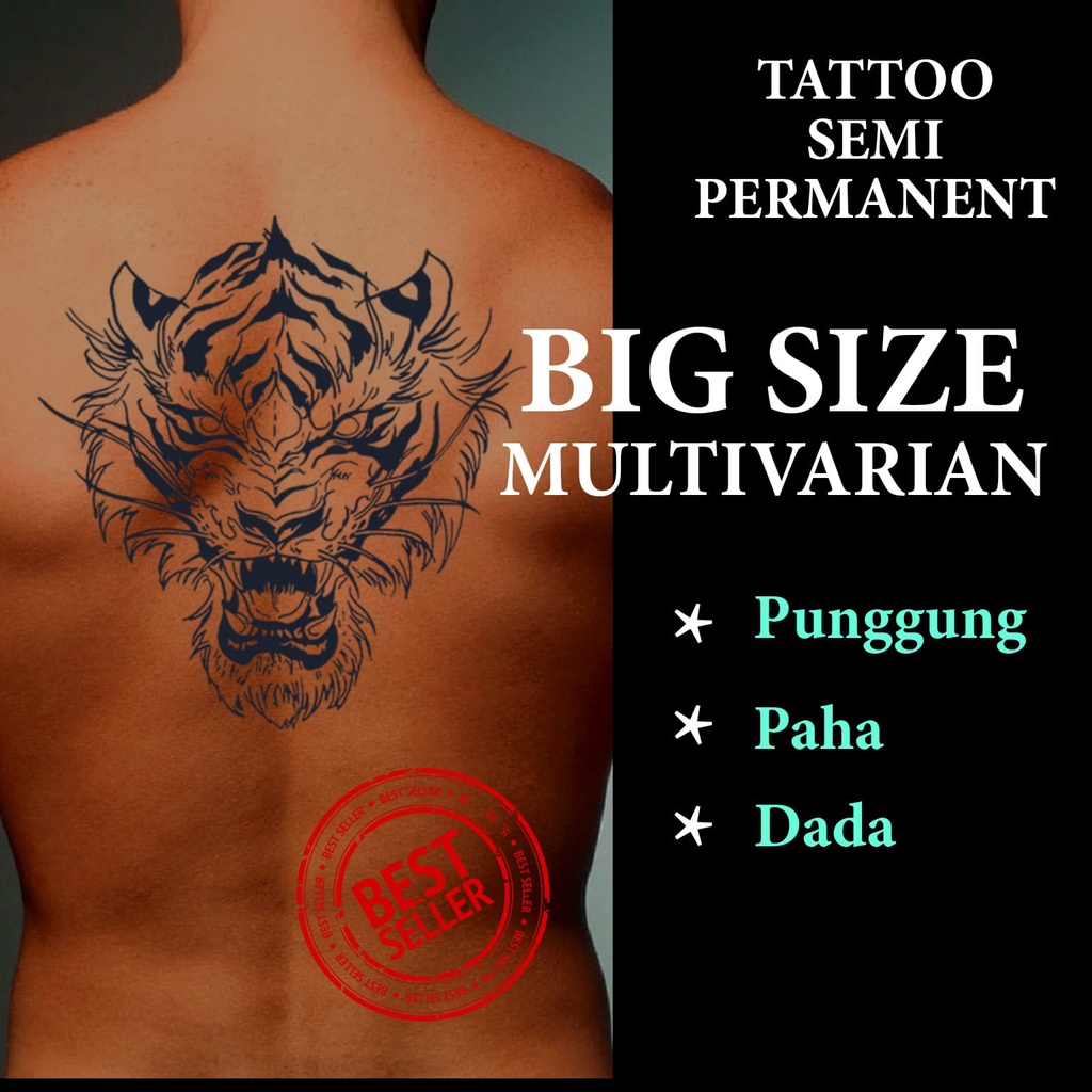 HM-Stiker tato temporer semi permanen Motif Punggung Paha Dada