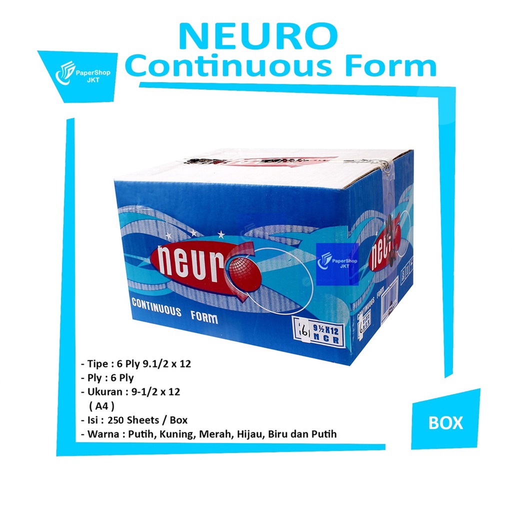 

NEURO - Continous Form 6 Ply 9 1/2 x 12 ( A4 NEURO ) NCR - Box