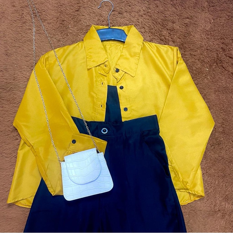 GTW - Setcel Wanita Terbaru / Setelan Kemeja Crop Celana Panjang / Set Wanita Kekinian Casual