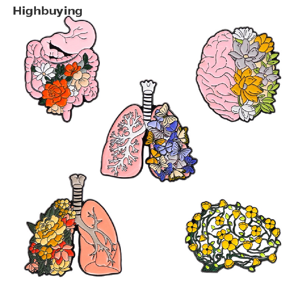 Hbid Kreatif Organ Bunga Enamel Pin Tubuh Internal Jantung Otak Paru-Paru Bros Pin Lucu Bros Kerah Lencana Perhiasan Untuk Wanita Gadis Glory