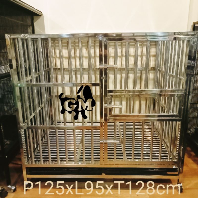 Kandang Anjing Stainless Beroda UK Large Dog Cage Anjing Besar