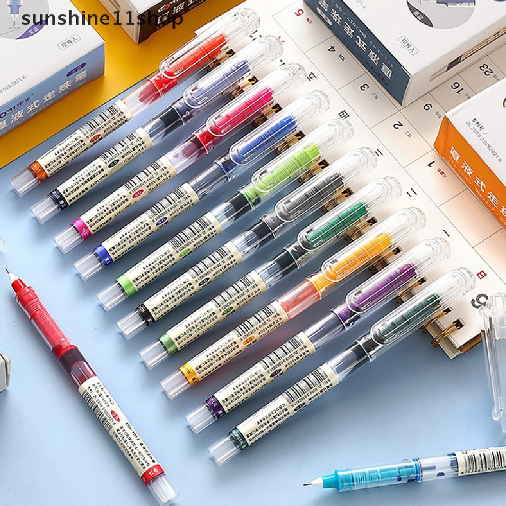 Sho Color Quick-drying Large-Kapasitas 0.5mm Ink Mark Gel Pen Liquid Rollerball Pen Wrig Diary Alat Tulis Kantor Freen Pengiriman N