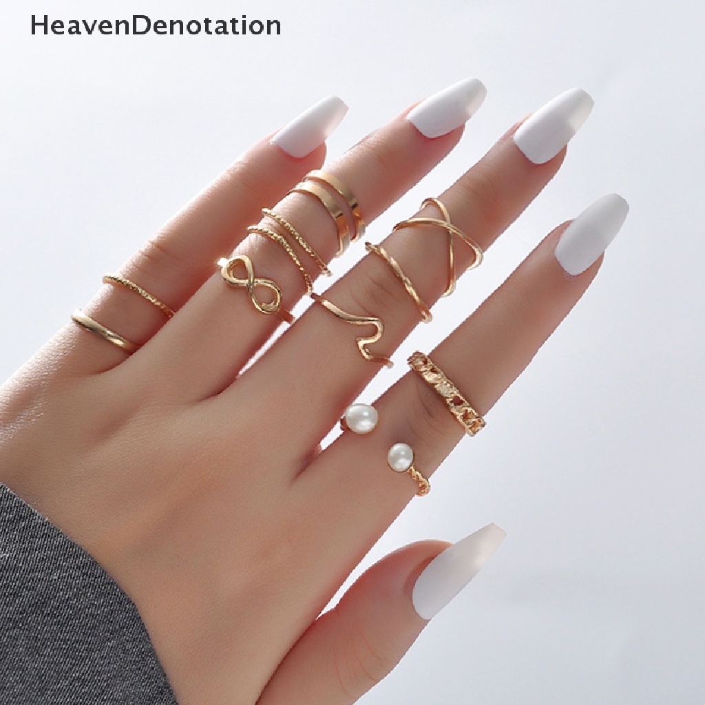 [HeavenDenotation] 8pcs/set Bohemian Kupu-Kupu Cincin Set Untuk Wanita Fashion Temperamen Berlian Bertatahkan Bunga Buku Jari Cincin Perempuan Pesona Perhiasan Hadiah HDV