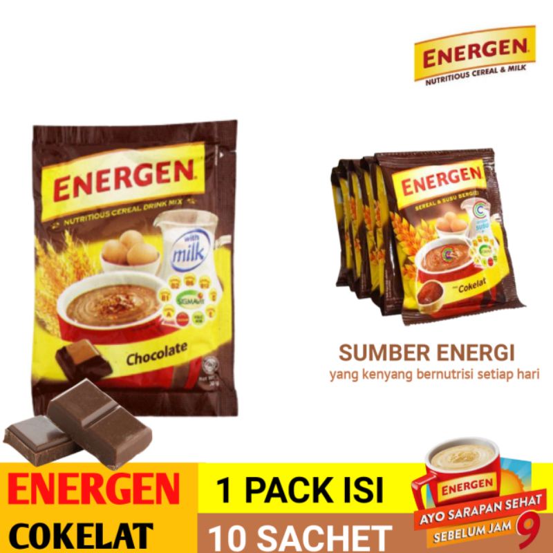 

Energen COKLAT 34gram (10 sachet) sereal susu sarapan 1 Renceng isi 10
