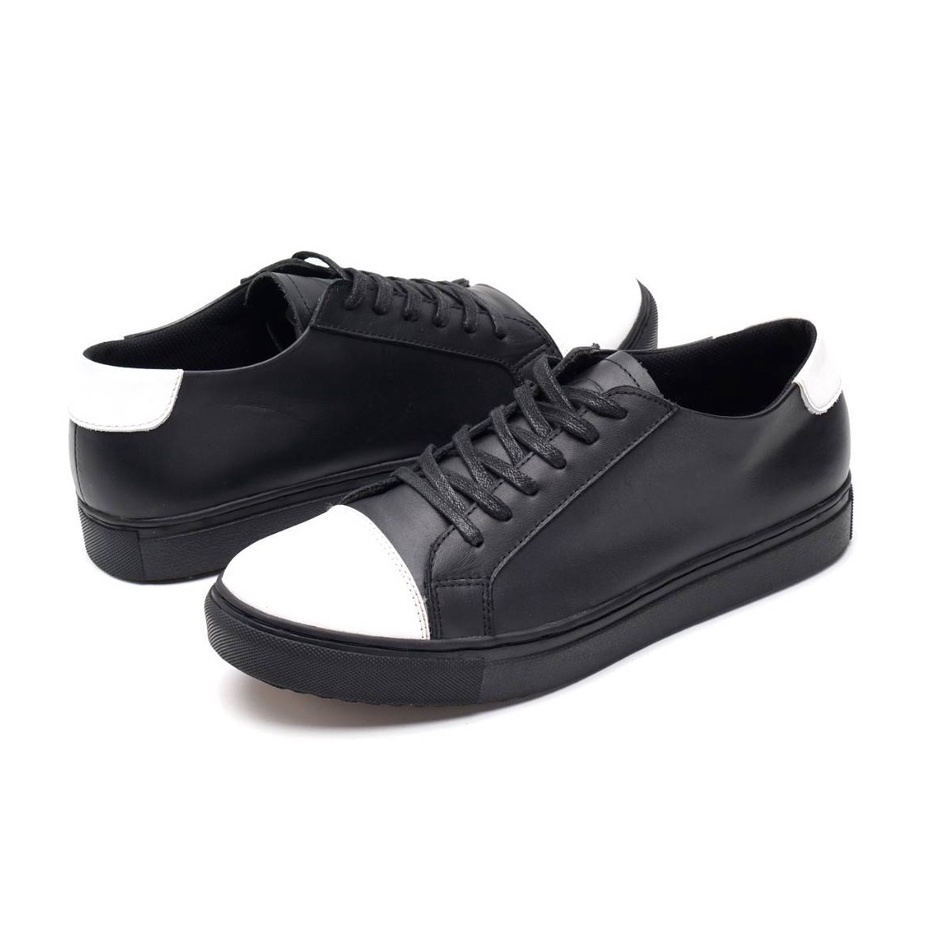 GREATA Leonor Black Sepatu Sneakers Casual Kulit Asli Pria