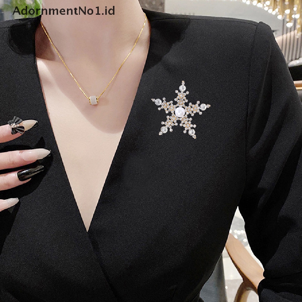 [AdornmentNo1] Bros Snowflake Berlian Imitasi Baru Untuk Wanita Unisex Pesta Natal Tahun Baru Bros Pin Hadiah [ID]