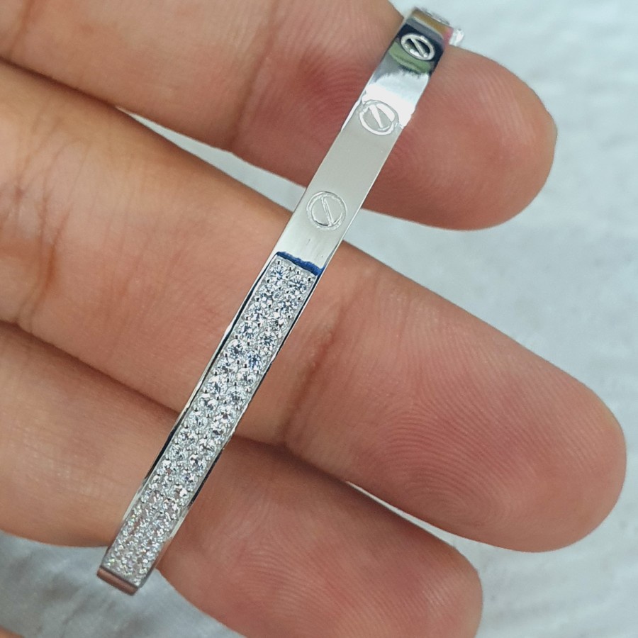 gelang paku half and half ad putih emas 75% 750 75 %