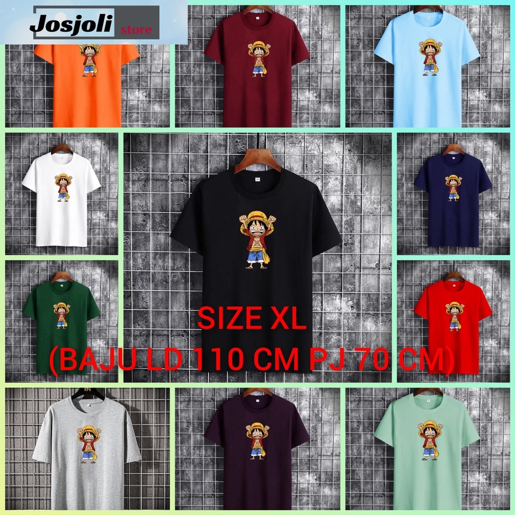 JOSJOLI_STORE/Baju Oblong Luffy Angkat Tangan/Atasan Pria Dewasa Lengan Pendek/L XL