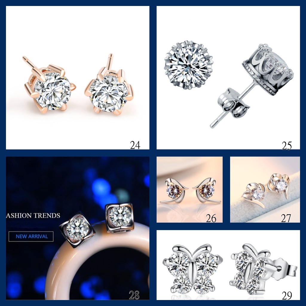 Goldkingdom Aksesoris Perhiasan Fashion Ready Stock Minimalis S925 Sterling Silver Lapis Emas Asli Kadar 375 Dengan Berlian Indah Cahaya Mewah Hadiah Pejantan Wanita