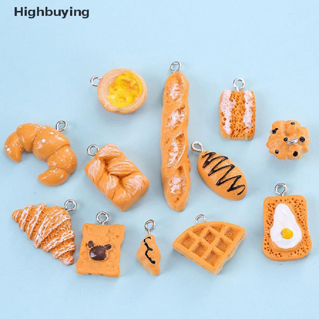 Hbid 10PCS Resin Simulasi Makanan Mini Hamburger Sandwich Ch Liontin DIYJewelry Glory