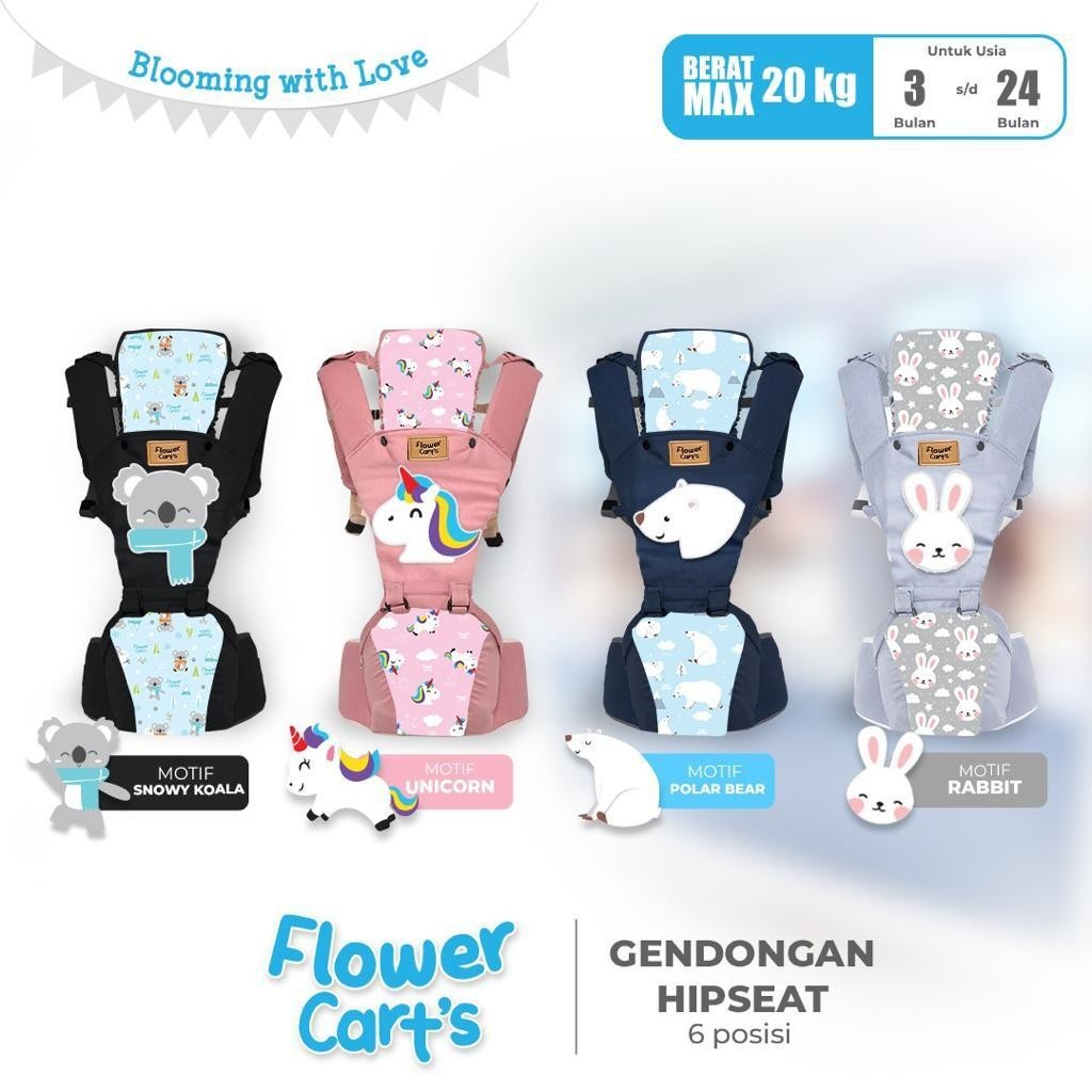 Gendongan Bayi Hipseat Snobby Flower Cart's Happykid / Hip Seat 6 Posisi Baby Carrier Matrix Orion Ivory Terrazo Star Wave Line Summit Athaya Zebra Emily