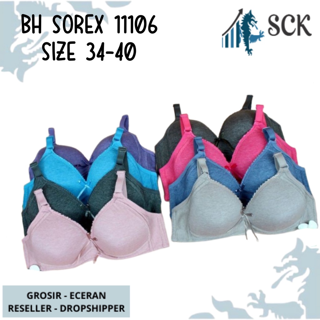 BH SOREX 11106 Cup C Besar Tanpa Kawat Busa Tipis / BH Melange Size 34-40 / Pakaian Dalam Wanita - sckmenwear GROSIR
