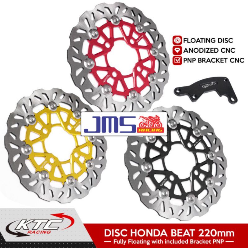 piringan disc ktc racing plus breket 220mm bulat dan kembang beat pop beat karbu beat street beat deluxe genio Scoopy Mio j mio m3 Mio 125 z Mio soul gt115/125 Vario 125 Vario 150 fazzio gear 125