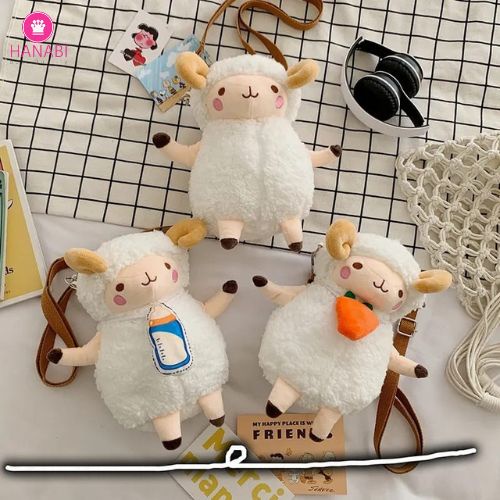 HANABI-tas selempang tas boneka domba SHEEP tas import tas wanita tas jalanjalan bahan plush