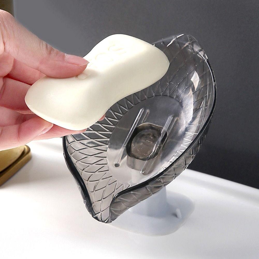 [Elegan] Sabun Cuci Piring Wastafel Toilet Berbentuk Daun Suction Cup Shower Mudah Bersih Self-draining Soap Box