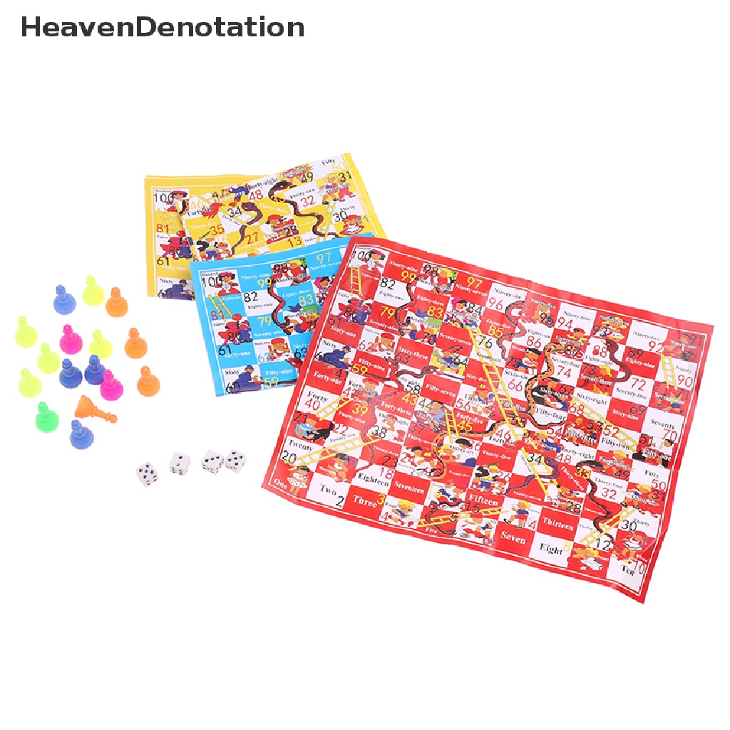 [HeavenDenotation] 2set Tangga Ular Edukasi Mainan Anak Portable Desktop Checkers Catur HDV