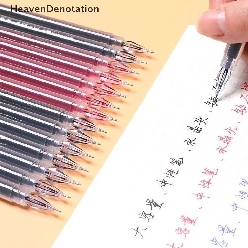 [HeavenDenotation] 6pcs/set 0.38mm Kapasitas Besar Tinta Berlian Tip Gel Pen Hitam/Biru/Merah Isi Ulang Ujian Tanda Tangan Wrig Perlengkapan Kantor Sekolah HDV