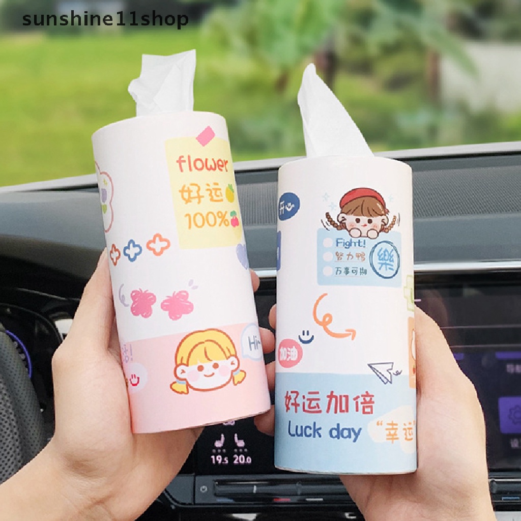 Sho Kotak Tisu Kaleng Bulat Mobil Perfect Fit Cup Holder Facial Tissues Tabung Silinder N