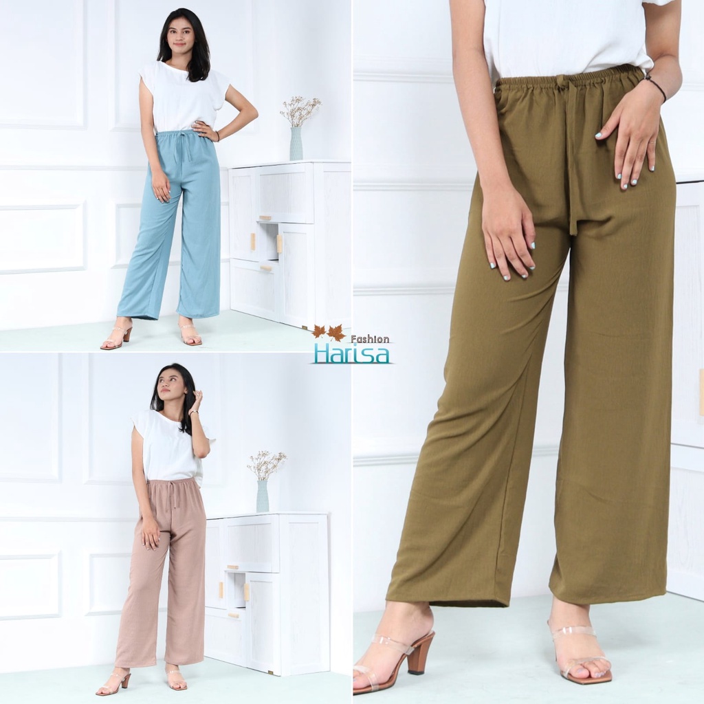 Celana Kulot Wanita Highwaist Roped Crinkle Airflow Premium