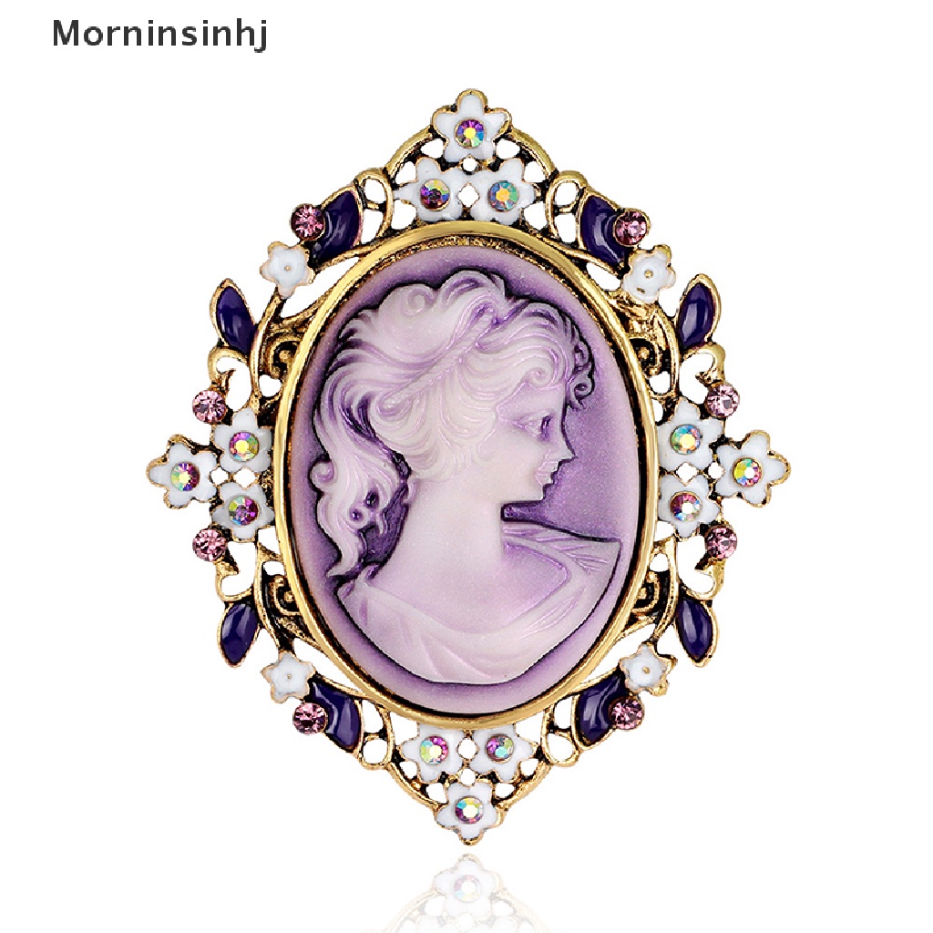 Mornin Baru Vintage Cameo Victoria Gaya Kristal Pesta Pernikahan Wanita Liontin Bros Pin id