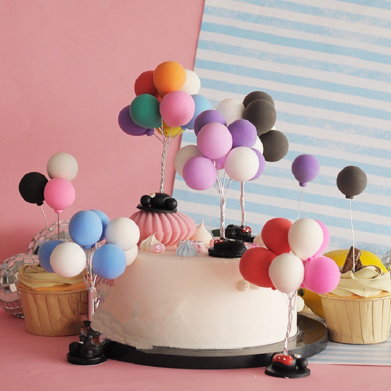 1 / 8 Pcs Topper Kue Bentuk Balon Warna-Warni Untuk Dekorasi Pesta Ulang Tahun Anak