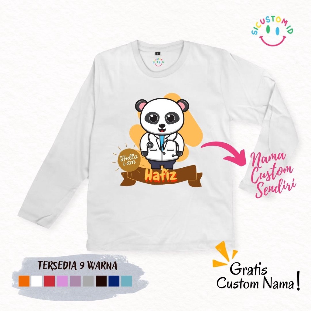 TERLARIS BAJU KAOS ANAK TANGAN PANJANG GRATIS CUSTOM NAMA / TULISAN KARTUN PROFESI / PEKERJAAN