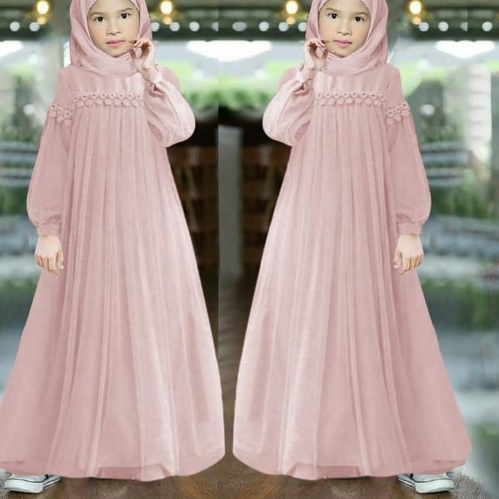 ❀ MAXY NURAINI KID ANAK, RENDA TILE, MOSCREPE PREMIUM, GAMIS HIJAB MUSLIM, DRESS, 3 UKURAN ➭