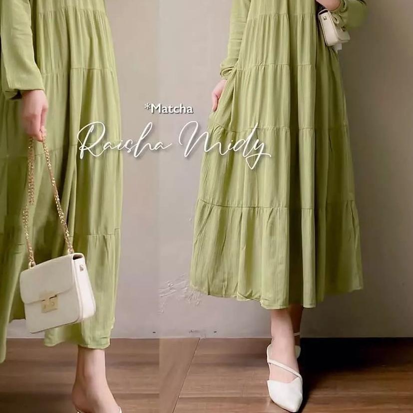 ☁ Raisha Midi / Dress Muslim Polos Kekinian / Long Dress Simple Terbaru 2022 / Terlaris / EF ✦
