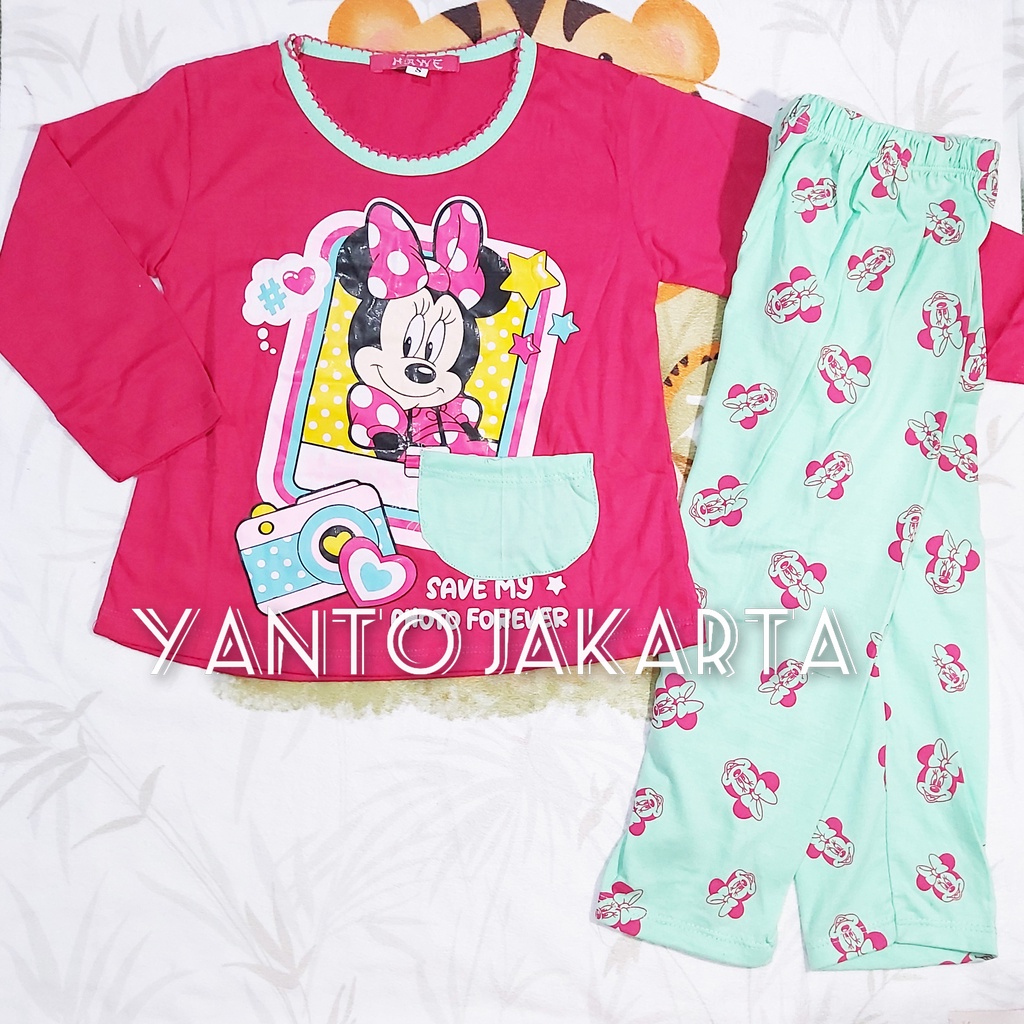 BAJU TIDUR ANAK PEREMPUAN MINNIE LENGAN PANJANG